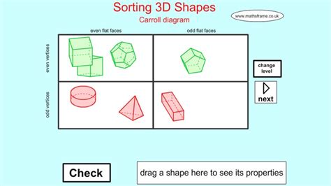 sorting 3d shapes carroll diagram game 
