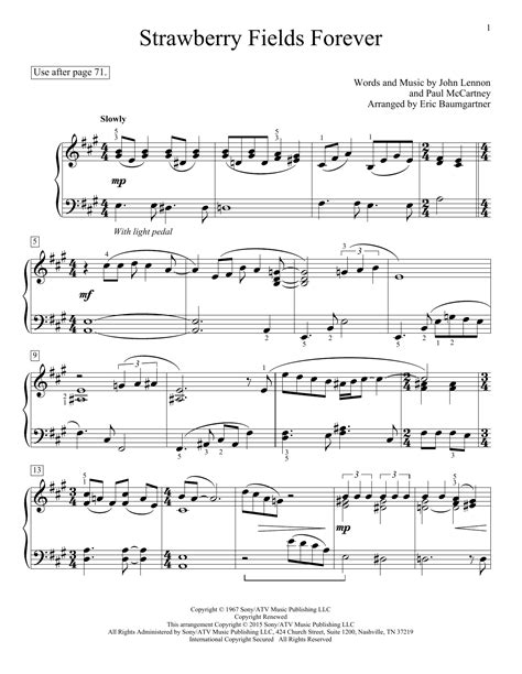 Free Sheet Music Strawberry Fields Forever Stereo Mix 2015 The Beatles