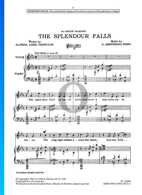 Free Sheet Music The Splendour Falls Bill Douglas