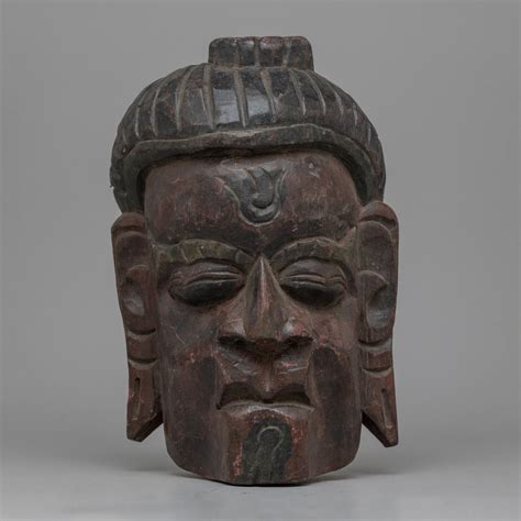 Antique Tibetan Wooden Face Mask Buddha Wooden Mask Handcrafted