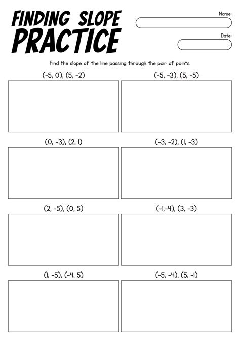 Free Math Worksheets Slope