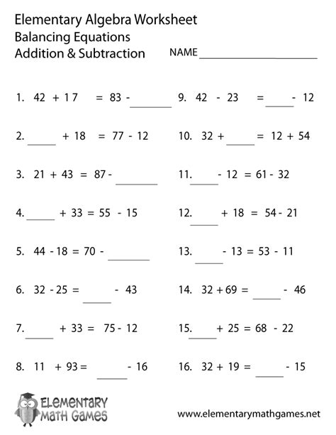 Grade Math Equations Worksheets