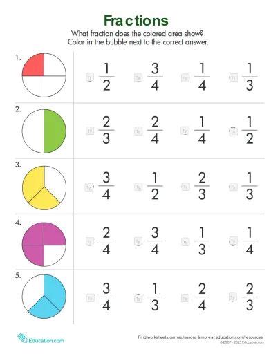 Fractions Quiz Math Fractions Math Lessons Fractions Worksheets