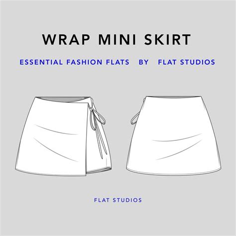 Wrap Mini Skirt Women S Skirt Vector CAD Technical Drawing Digital