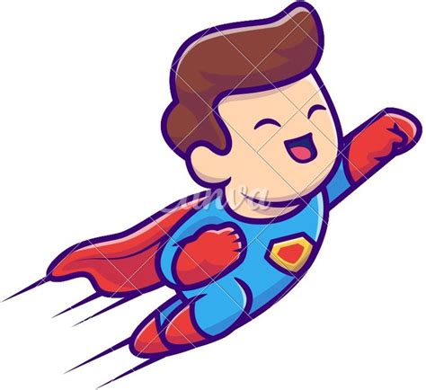 Cute Super Hero Flying Cartoon Vector Illustration Icons By Canva