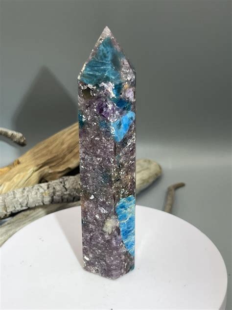 Blue Apatite Sunstone Purple Mica Tower Etsy