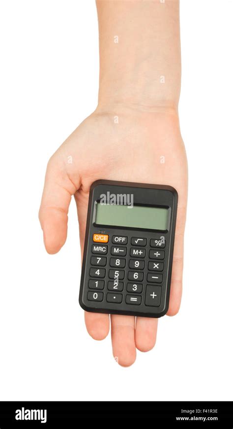 Calculator On Humans Hand Stock Photo Alamy