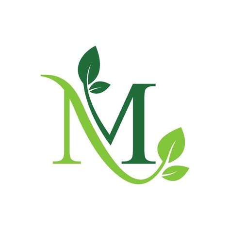 Initial Letter M With Leaf Luxury Logo Green Leaf Logo Template Vector