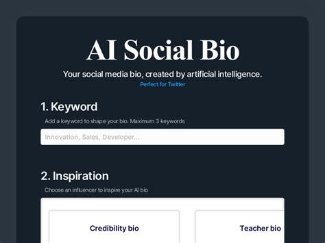 Bio Social de IA Bio Social de IA Genera la biografía perfecta para