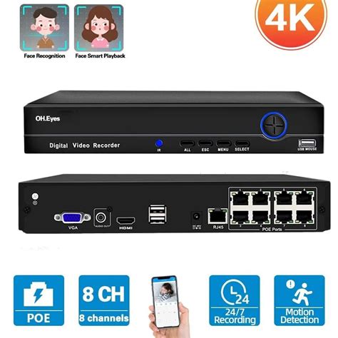 Mp H Poe Nvr System Ch Face Detection K Rj Network