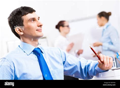 Portrait Of A Businessman In A Blue Shirt Stock Photo Alamy