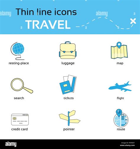 Travel Icons Thin Line Set Collection Stock Vector Image Art Alamy