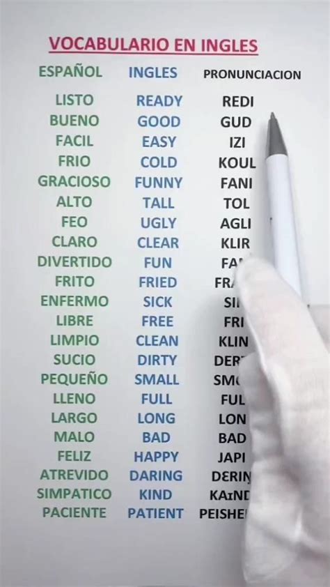 Pin by Andrea Sánchez on aprender palabras ingles Basic spanish words