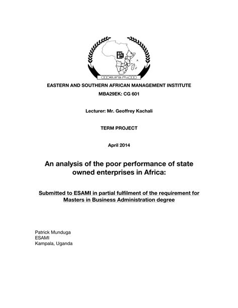 Pdf Eastern And Southern African Management Institute Mba Ek Cg