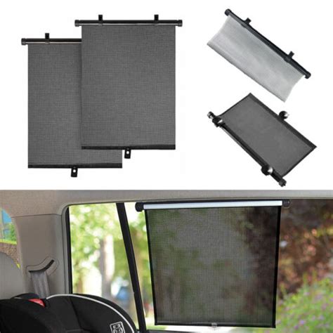 2Pcs Retractable Car Auto Side Window Baby Sun Shade Shield Roll Cover