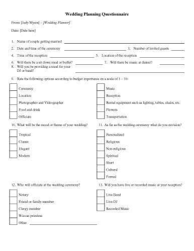 Event Planning Questionnaire Template Beautiful 32 Sample Questionnaire