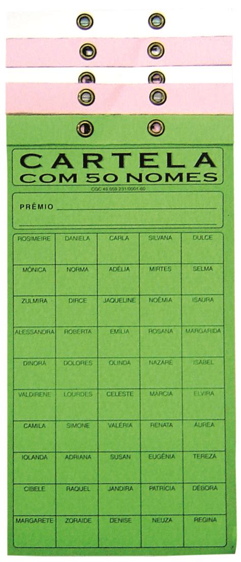 Cartela De Rifa Nomes Cartelas Bego Unidade Kleber Variedades