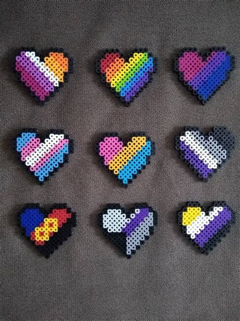 Pride Small Hearts Lgbtq Perler Bead Art Etsy Easy Perler