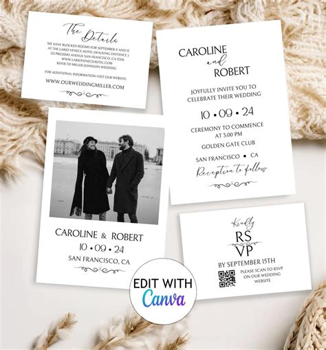 Minimalistic Wedding Invitation Template Suit With Picture Modern