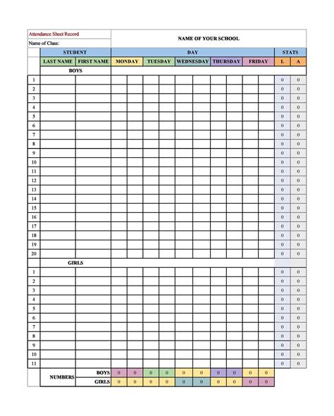 Daily Attendance Sheet 2025 Alvin Neace