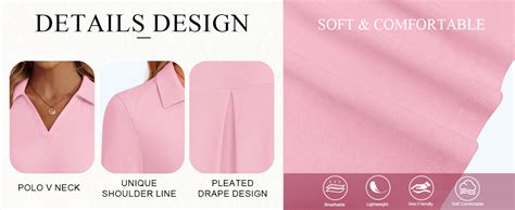 LYHIPSS 3/4 Length Sleeve Womens Tops Dressy Casual V Neck Polo Shirts ...