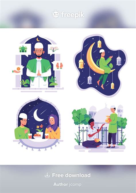 Bundle with muslim people lifestyle in cartoon character style, desigh ...