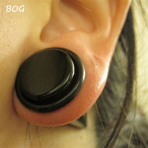 Bog Pair Black Heart Ear Tunnel Gauge Acrylic Ear Spiral Plugs Ear