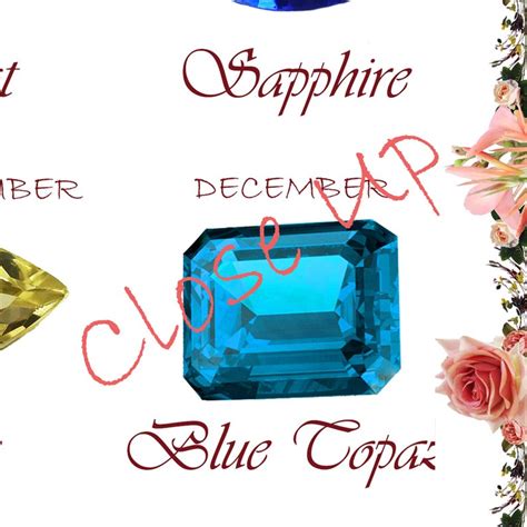 Vintage Birthstone Chart Print Monthly Gemstone Guide Wall Art Rose