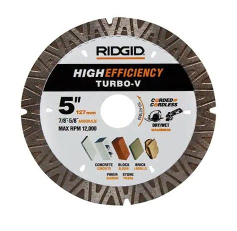 RIDGID TURBO V 5 In Turbo Rim Diamond Blade For Masonry High