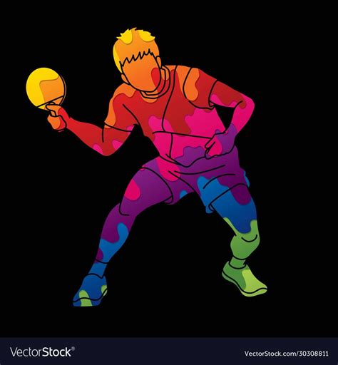 Ping Pong Player Table Tennis Action Cartoon Vector Image On