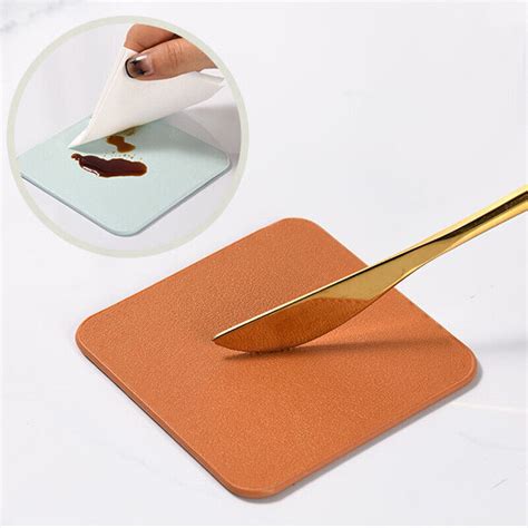 Square And Round Pu Leather Coaster Drink Coffee Tea Cup Mat Non Slip