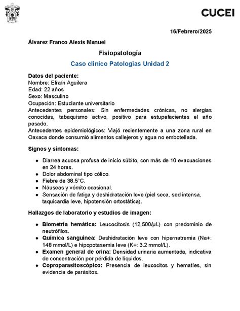 Caso clínico Caso clínico 16 Febrero Álvarez Franco Alexis Manuel