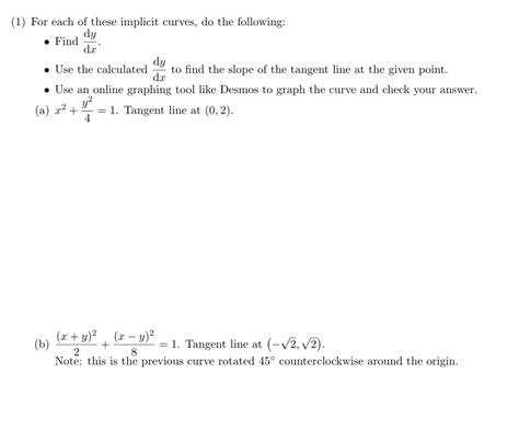 For Each Of These Implicit Curves Do The Chegg