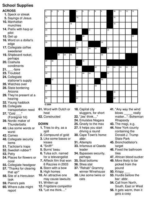 Easy Crossword Puzzles With Answers Printable