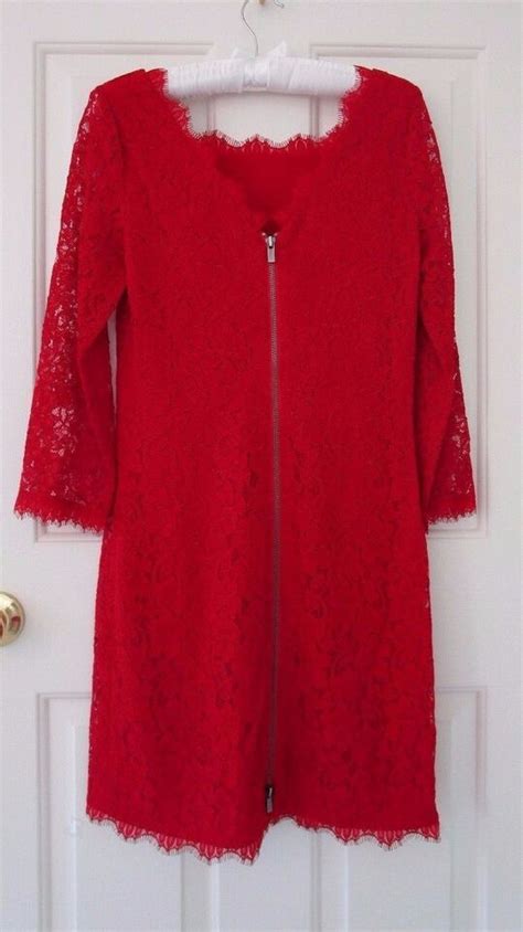 NWT Diane Von Furstenberg Zarita Lace Sheath Dress LACQUER RED 6 348