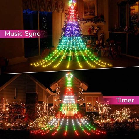 23 FT 355 LED Outdoor Christmas Smart Star Waterfall Lights 74 Modes