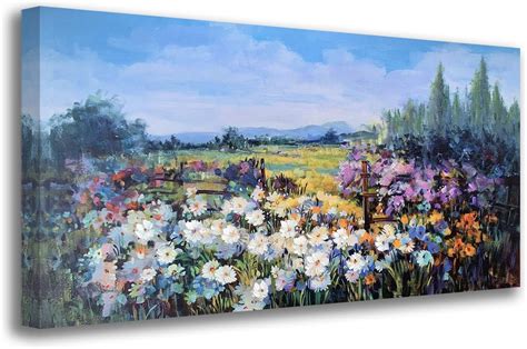 AEFER Flower Canvas Wall Art Large Wildflower Landscape Picture