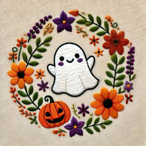 Embroidery Halloween Design Halloween Embroidery Autumn Floral