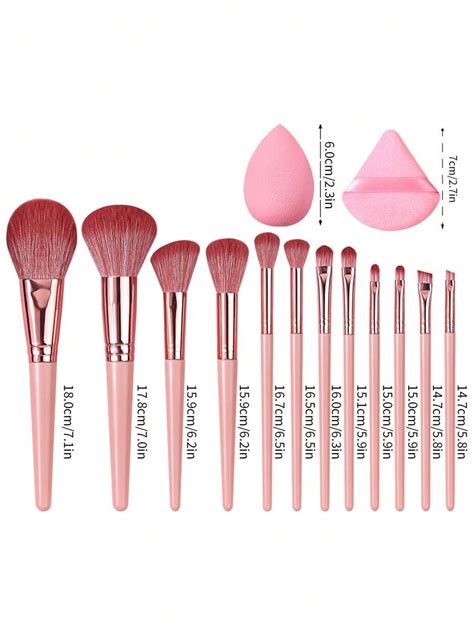 Free Shipping Piece Pink Makeup Brush Set With Blending Sponges