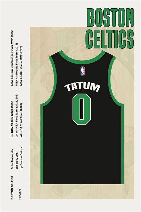 Jason Tatum Jersey Poster Boston Celtics Shirt Canvas