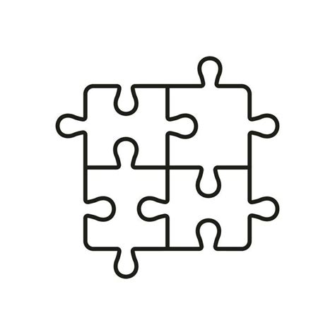 Square Puzzle Logic Game Teamwork Idea Concept Outline Icon Jigsaw