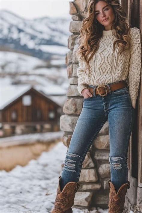 Jeans And Cowboy Boots Outfit Ideas For Winter Stay Warm Stay