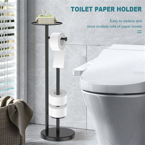 Toilet Paper Holder With Base Toilet Paper Stand With Phone Shelf Roll