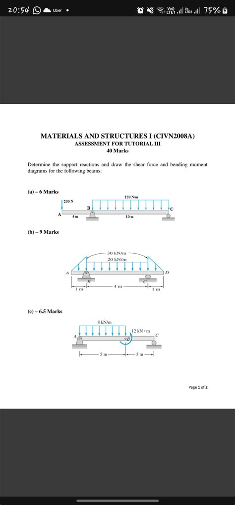 Determine The Support Reactions And Draw The Shear Chegg