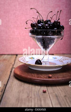 Still Life With Cherries On The Rural Style Table Stock Photo Alamy