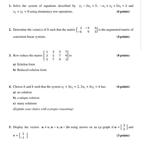 Solve For X And X Using Row Matrix Operations Epege