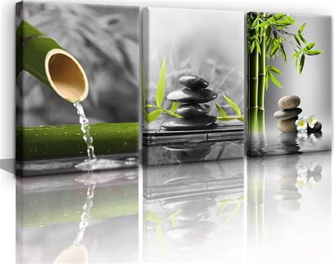 Aaberic Bathroom Decor Black And White Zen Wall Art Gray Green Room