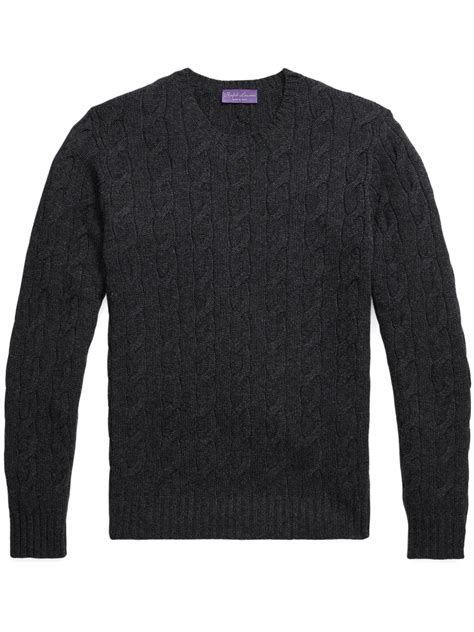 Ralph Lauren Purple Label Cable Knit Cashmere Jumper Grey Farfetch