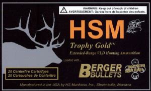 HSM Trophy Gold Ammunition 25 06 Remington 115 Grain Berger Hunting VLD