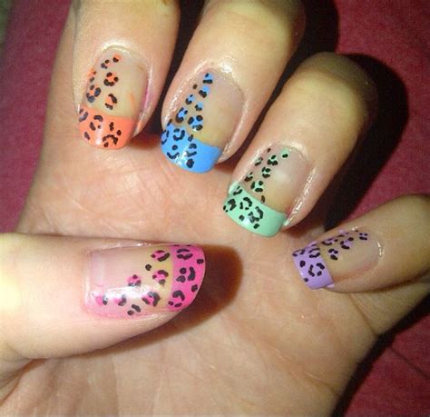 Rainbow Cheetah Short Nail Designs Pretty Nails Nail Designs